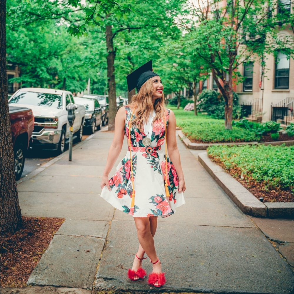 JVN by Jovani Floral Print V-Neck